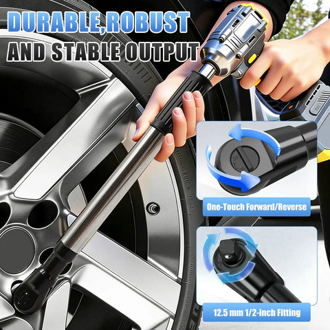 Offset Extension Wrench For Drill, One Half Drive Impact Wrench Extender With Three Eighths And One Quarter Inch Adapters, Right Angle Tool For Tight Spaces, High Torque, Carry Case Included.