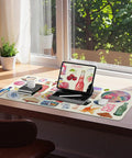 Large Anti Slip Desk Pad For Keyboard And Mouse With Stitched Edges Watercolor Style Desk Cover Big Mouse Pad on office desk