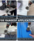 Beefed-Up Heavy Duty Metal Nibbler Drill Attachment For Quick Clean Cuts in various metal panels with double cut nibbler.