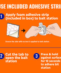 Instructions for using adhesive strip with Indoor Liquid Ant Baits With Adhesive Strips For Discreet Baiting That Doubles As An Ant Trap And Bait Station In An 8 Pack Ideal For Quick Fast Acting Control Of Ghost And Pavement Ants In The Home T334SR