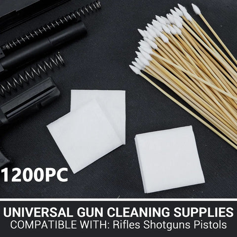 Must Have Gun Cleaning Kit With 1200 Pieces, 600 Lint Free Patches And 600 Pointed Swabs for Rifles Pistols Shotguns