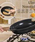 Black frying pan with detachable handle from 15 Piece Ceramic Cookware Set With Detachable Handles, egg frying