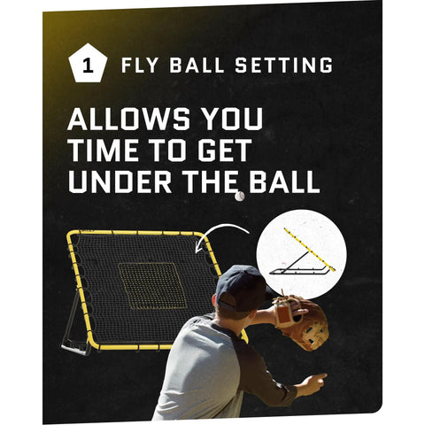 Fielding Trainer For Baseball And Softball With Rebound Net, Grounders, Line Drives And Fly Balls Return Settings, Fly ball usage illustration