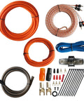 4 Gauge Car Audio Power Wiring Kit With 17Ft Orange Power Cable And 3Ft Black Ground Wire, 2-Channel RCA Interconnect 17Ft OFC