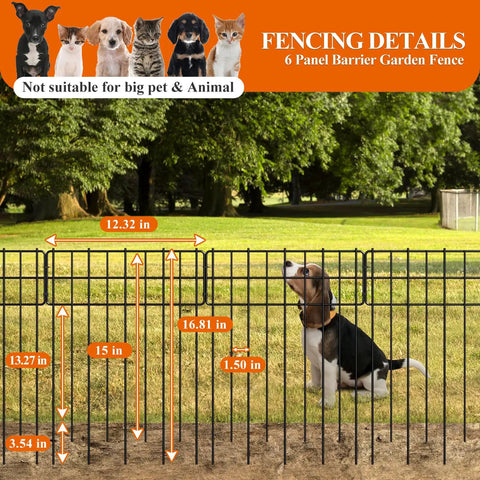 No Dig Garden Border Fencing Kit With 6 Black Metal Panels 12 By 16 Inches Decorative Fence Barrier For Flower Beds And Yard Keeps Dogs And Pets Out