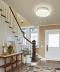 Entryway with Crystal Ceiling Light Fixture Dimmable LED 11 Inch Flush Mount Brightens Any Room Daylight 4000K installed.
