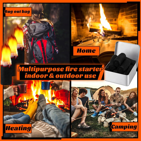 Char Cloth Fire Starter Refills For Bushcraft And Outdoor Survival Eight Rolls Quick Ignite in 0.5 to 3 Seconds