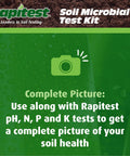 Soil Microbial Test Kit For Quick Health Check Of Your Dirt packaging with text on benefits of combined testing