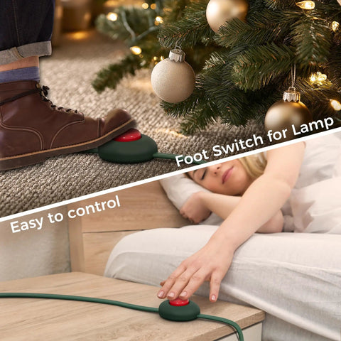 Foot Pedal Switch Extension Cord With On Off Switch, 3 Outlets, 10 Foot Length in use for lamp and Christmas tree control