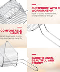 24 Pack Mini Square Fry Baskets Stainless Steel Mesh Holders With Heat Resistant Handles showcasing design and material quality.
