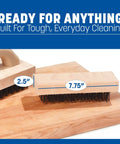 Heavy Duty Butcher Block Cleaning Brush For Cutting Boards In Commercial Kitchens With Steel Wire Bristles And A Tough As Nails Solid Block Handle Tan Finish 7.75 X 2.63 Inches Pack Of 12 shown on wood surface