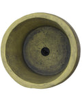 Top view of Outdoor Easter Island Tiki Urn Planter in Antique Green Finish for Patio or Garden, showing drainage hole.