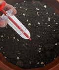 Two Pack Mini Seed Dispenser Handheld Spreader For Precise Grass Spinach Carrot And Lettuce Planting, red tool in soil