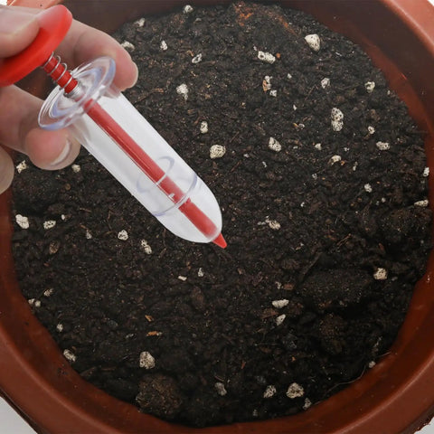 Two Pack Mini Seed Dispenser Handheld Spreader For Precise Grass Spinach Carrot And Lettuce Planting, red tool in soil