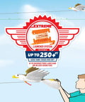 Soaring Hawk Glider Kit With 33 Inch Wingspan For Realistic Bird Flight shown with launcher system reaching 250 feet distance