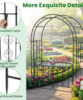Garden Arbor With Gate Metal Arch Trellis For Climbing Plants And Vines 84 Inch High 54 Inch Wide Heavy Duty Wedding Archway