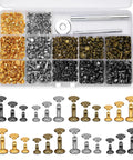 Leather Rivet Kit With 240 Double Cap Rivets In 4 Colors And 3 Sizes Includes Punch And Two Setting Tools, Handy Storage Box