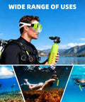 Diver holding Grab And Go 0.7L Mini Scuba Tank With Constant Pressure Valve in scenic landscape and underwater scenes