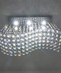 Modern K9 Crystal Raindrop Chandelier Rectangular Flush Mount For Kitchen Island And Dining Room Stunning Wave Pendant Light