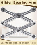 Eight Pack Glider Bearing Arm Brackets Heavy Duty Hardware Rockers With Galvanized Finish, 6.88 Inch Overall Length, 5.5 Inch Hole Spacing, One Quarter Inch Bolt Holes, Durable Weatherproof DIY Install. galvanized glider bearing arm brackets, front view