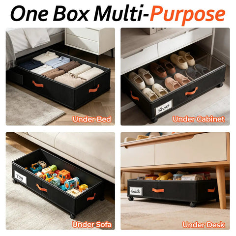Compact Under Bed Storage Bins With Silent Rolling Casters Lowkey Closet Game Changer For Dorm Rooms And Small Apartments Easy Glide Seasonal Gear Organizers Heavy Duty 2 Pack