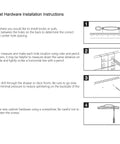 Instructional diagram showing steps for installing cabinet hardware, including measuring, marking, drilling, and assembling.