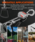Half Ton Chain Hoist Come Along with 1100 Lbs Capacity 10 Ft Lift, shown in various heavy-duty industrial use cases.
