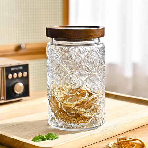 32oz Vintage Glass Jars With Lids Keep It Fresh Airtight Storage Containers For Sugar Coffee Tea Spices Flour Candy Cookies Pasta