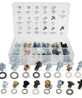 Oil Drain Plug Kit 76 Piece Assortment With SAE And Metric Plugs And Washer Gasket Set in clear case for Jeep GM Ford Toyota
