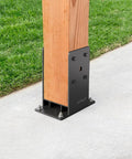 6x6 Post Base Built Tough Stainless Steel Powder Coated Post Anchor With Air Flow Channel For Deck Railing Pergolas Fence Pillar 4 Pack Internal Size 5.6 by 5.6 Inches For Extra Stability securing wood post on concrete