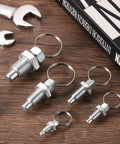 4 Pack Stainless Steel Spring Plungers With Pull Ring M10x1.5 Retractable Indexing Plungers For Molds, Cabinets, And Industrial Equipment 304 Stainless Durable And Corrosion Resistant, set on wood