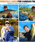 Men holding fish caught with 108 Piece Tackle Box Fishing Lures Set With Paddle Tail Swimbaits Soft Worms Floating Shrimp Lures And Round Jig Heads For Freshwater Crappie Bass Trout All In One Tackle Kit For Men.