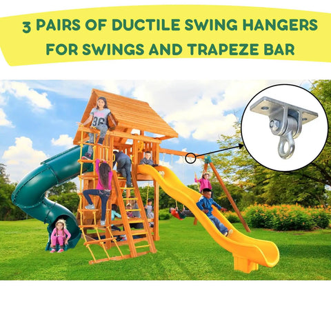 DIY Swing Set Hardware Kit With Easy A-Frame Brackets, Swing Seats, Ring Trapeze Bar, All Assembly Hardware And Clear Instructions, Free-Standing Outdoor Playset For Kids, Wood Not Included