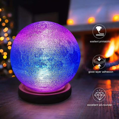Crystal Clear PETG 3D Printer Filament 1.75mm Ultra Transparent Blue Purple 1kg Spool for smooth prints with low shrinkage.