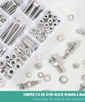 Beefy Heavy Duty Hex Bolts And Nuts Kit With Washers, 304 Stainless Steel, 246-Piece Assortment displayed in box