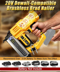 Heavy Duty Cordless Two In One Brad Nailer And Stapler Set For Woodworking and Trim Work being held by a user.
