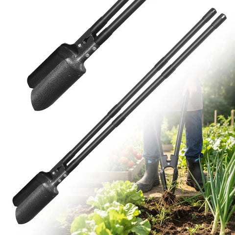 57 Inch Heavy Duty Post Hole Digger With Metal Shaft And Sharp Shovel Head, ideal for digging in garden and transplanting.