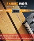 2 nailing modes on A Total Game Changer 20V Cordless Brad Nailer And Staple Gun Kit for precise fastening on wood.