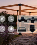 Beefed Up Iron Pergola Bracket Kit For 4x4 Posts With 3 Way And 4 Way Corner Brackets Includes Metal Base And Screws For Gazebos And Pergolas Built To Last, showing corrosion and rust-resistant features.