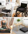 Ergonomic Recliner Seat Cushion 18 By 18 Inch Thick Gel Fill For Seniors To Pop Up Easy On Sofas Couches And Chairs With Durable Dark Grey Slipcover Fabric Perfect For Pain Relief And Comfort in office, wheelchair, meditation, and floor settings.