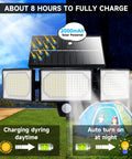 Solar Powered Outdoor Security Lights Waterproof With Motion Sensor And Remote 270 Degree Wide Angle Flood Lighting charging