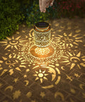 2 Pack Outdoor Solar Lanterns With Hanging Lights Waterproof Metal Sun Moon Star Pattern In Gold Finish projects patterns