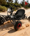 Powerful 2000W Electric Go Kart with steel tubular frame racing on sand with 8 inch off road tires, black design