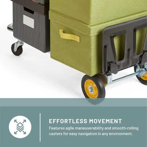Hide-Away Convertible Hand Truck 2-in-1 Platform Truck with boxes secured on four-wheel mode