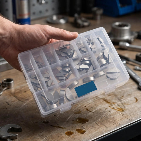 Badass 164 Pieces Semicircle Woodruff Key Assortment Set Includes 2 To 10 Mm Heavy Duty Carbon Steel Drive Keys For Flywheel Shaft Crank Fix Jobs On Cars And Motorcycles That Work Perfectly Every Single Time Guaranteed. Plastic case with assorted woodruff keys