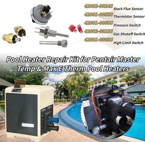 Pool Heater Repair Kit With Stack Flue Sensor Thermistor And Switch For MasterTemp And Max-E-Therm Pool Heaters on display
