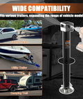 5000lb A-frame trailer jack with 30-inch lift; black steel body and adjustable drop leg for RV and utility trailers