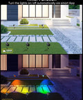 Smart Landscape Lighting Kit No-Fuss Six Pack Outdoor Spotlights With IP65 Waterproof lighting yard pathway at night.