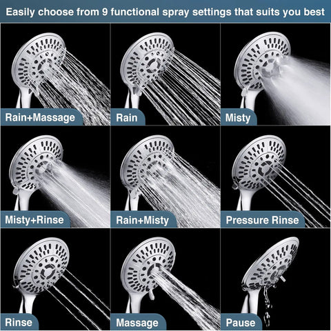 Rainfall And Handheld Shower System With Dope Spa Vibe Temperature Balanced Valve spray settings display