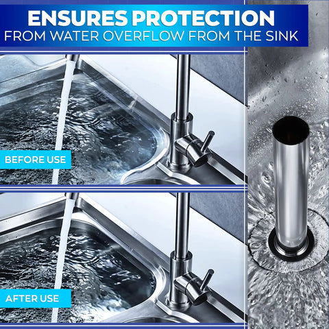 Stainless Steel Bar Sink Overflow Pipe 7.48 Inches Long With Chrome Finish in kitchen showing before and after use